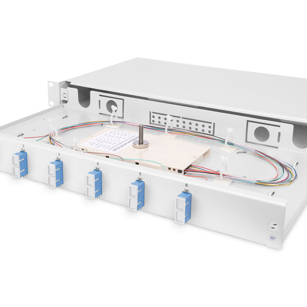 Glasvezel patchpaneel gemonteerd 6 poorten SC OS2