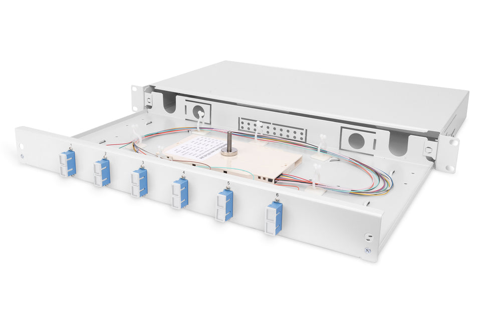 Glasvezel patchpaneel gemonteerd 6 poorten SC OS2
