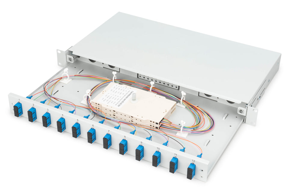 Glasvezel patchpaneel gemonteerd 12 poorten SC OS2