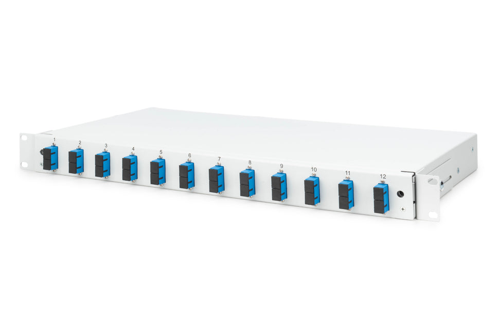 Glasvezel patchpaneel gemonteerd 12 poorten SC OS2