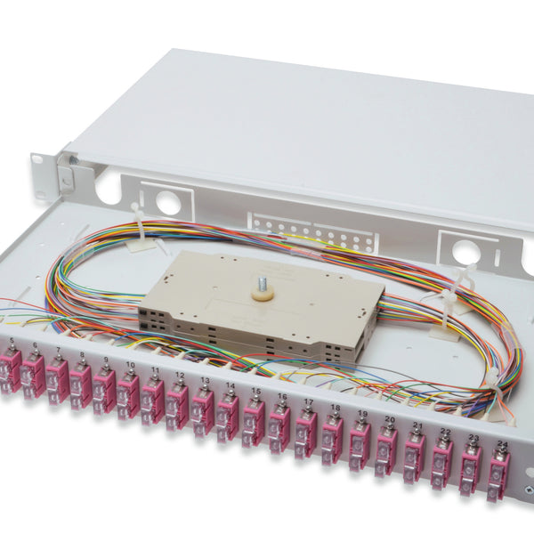 Panel de conexión de fibra óptica montado 24 puertos SC OM4