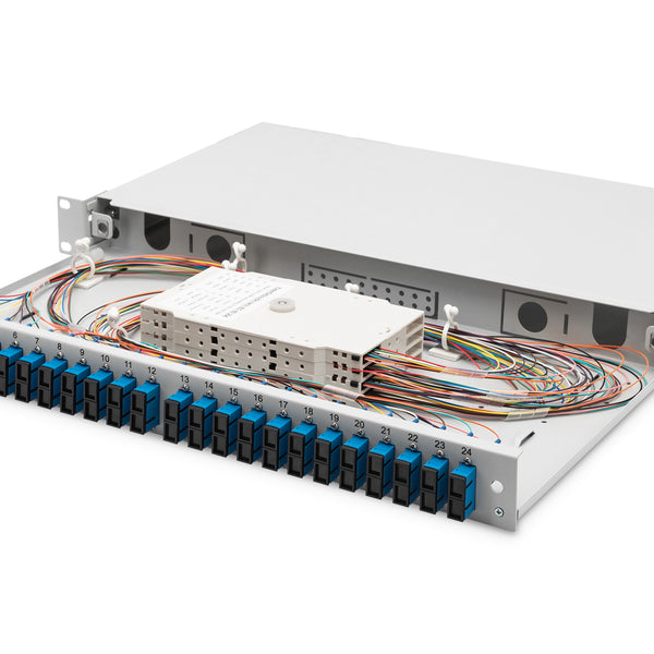 Glasvezel patchpaneel gemonteerd 24 poorten SC OS2