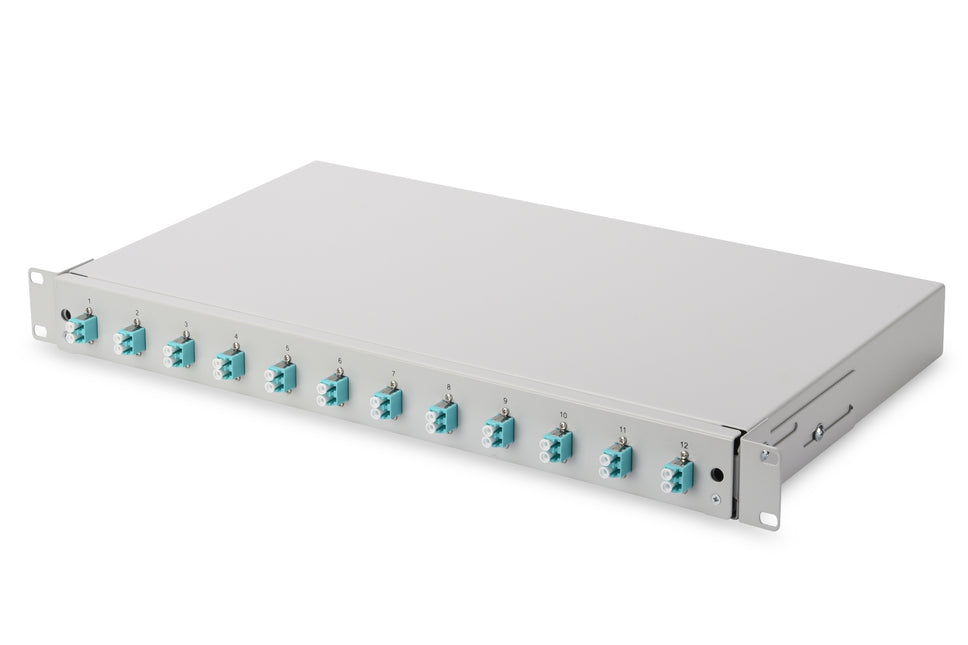 Glasvezel patchpaneel gemonteerd 12 poorten LC OM3