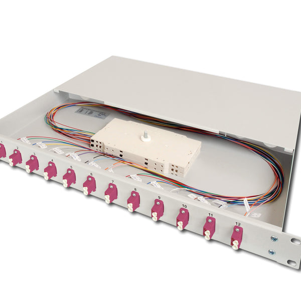 Panel de conexión de fibra óptica montado en 12 puertos LC OM4