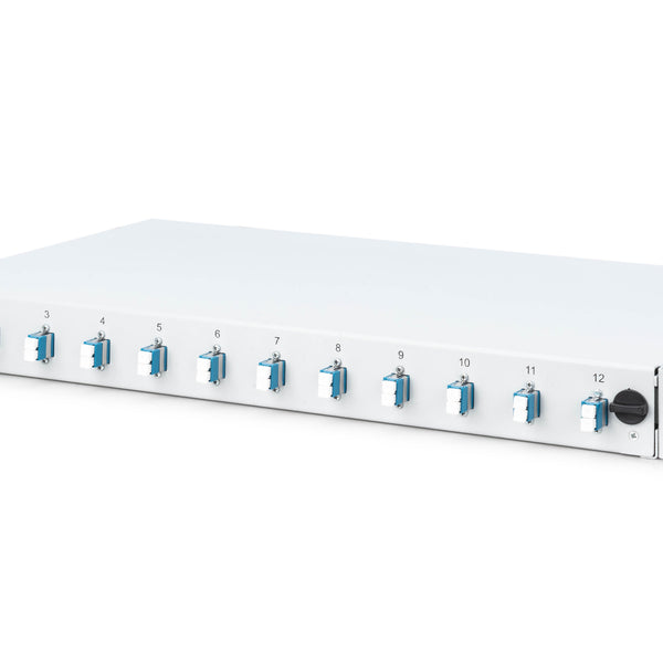 Glasvezel patchpaneel gemonteerd 12 poorten LC OS2