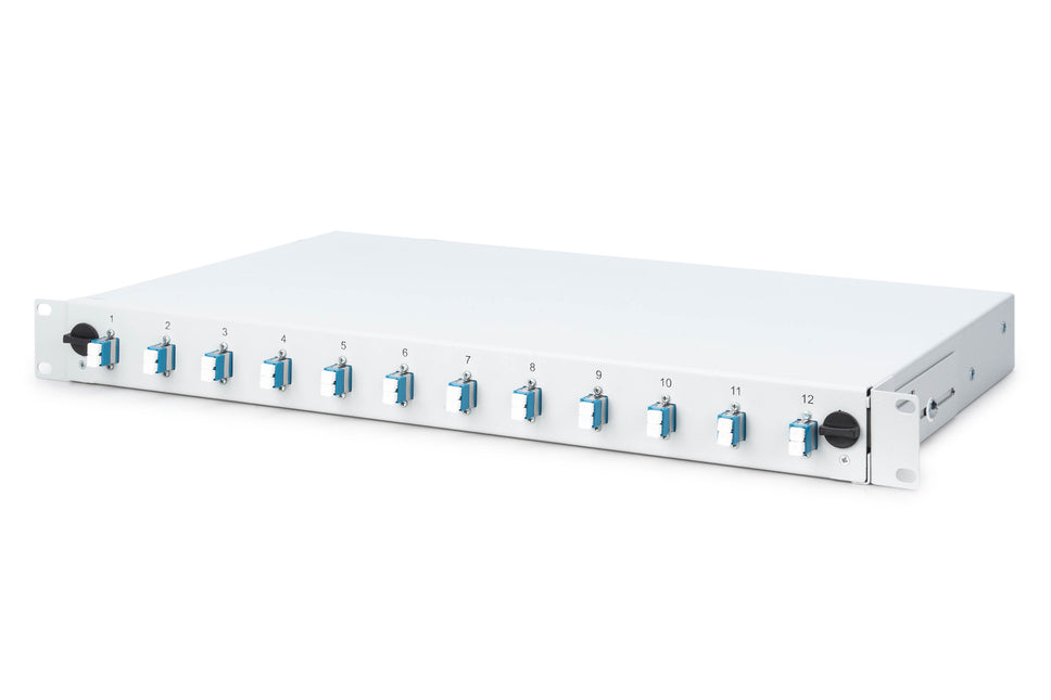 Glasvezel patchpaneel gemonteerd 12 poorten LC OS2