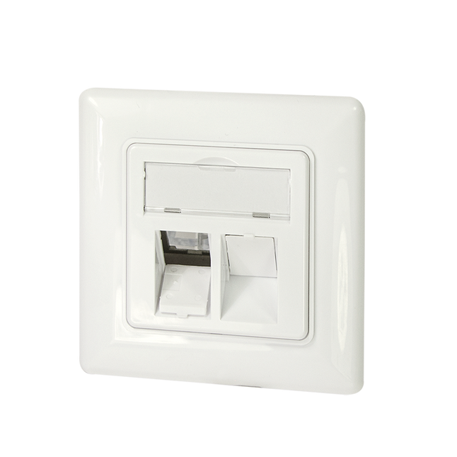 Keystone Faceplate for 2 Keystone Jacks RAL9010 White