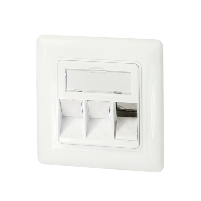 Caja de empotrar para 3 Keystones – Diseño compatible (RAL 9010)