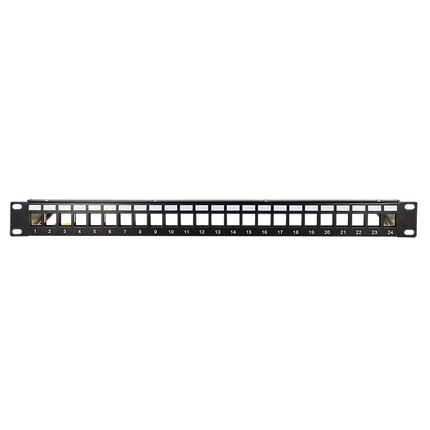 19" Patchpanel 24-poorts voor Keystones (1U) – Zwart