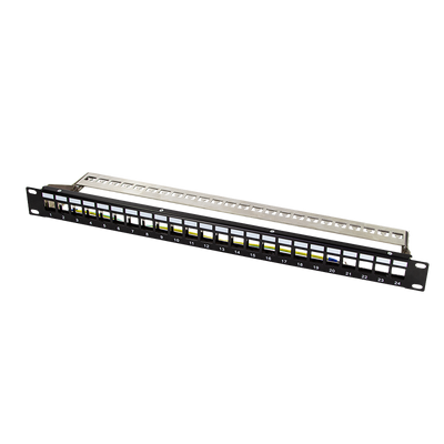 Keystone Patch Panel for 24 Ports SNAP IN Unshielded RAL9005 Black