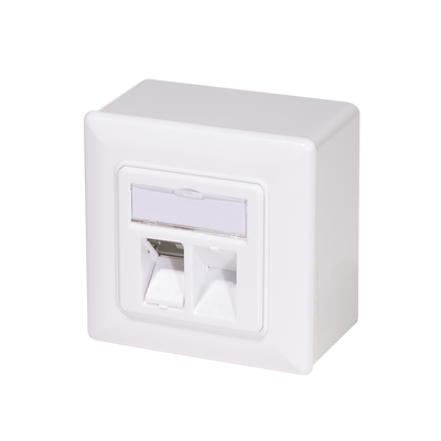 Combi Inbouw + opbouwdoos CAT6a 2x RJ45 RAL9003