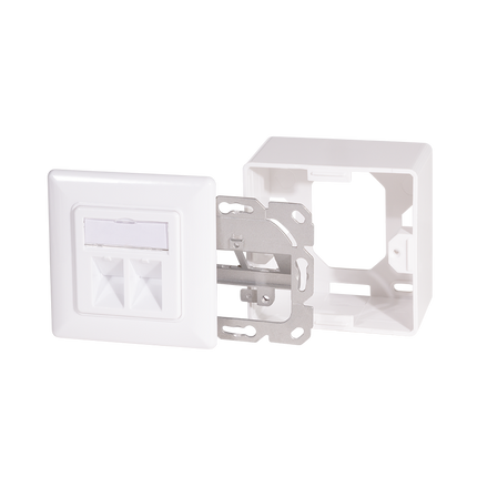 Caja combinada de empotrar y superficie CAT6a 2x RJ45 RAL9003