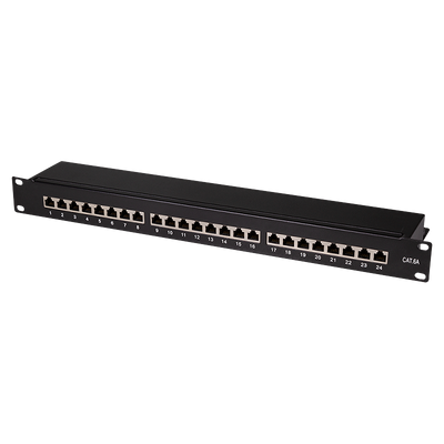 Panel de conexión de 24 puertos CAT6a RJ45 totalmente blindado
