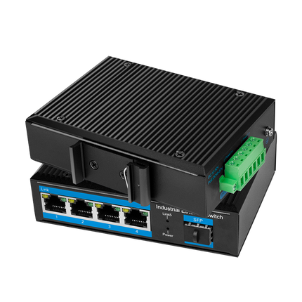 Conmutador Ethernet Gigabit industrial de 4 puertos + puerto SFP