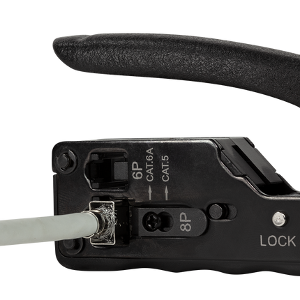 Professionele krimptang voor RJ45, RJ11 en RJ12 connectoren