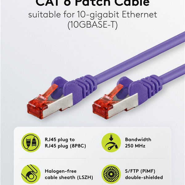 Cat6 S/FTP PIMF LSZH paars 1.5 meter