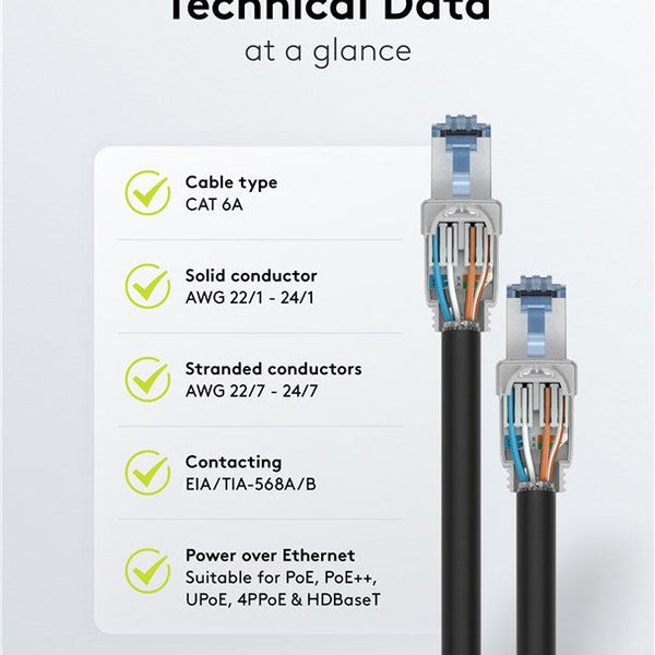 Conector RJ45 sin herramientas CAT6a - STP