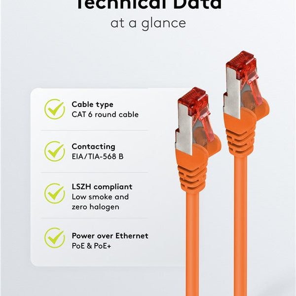 Cat6 S/FTP PIMF LSZH oranje 0.25 meter