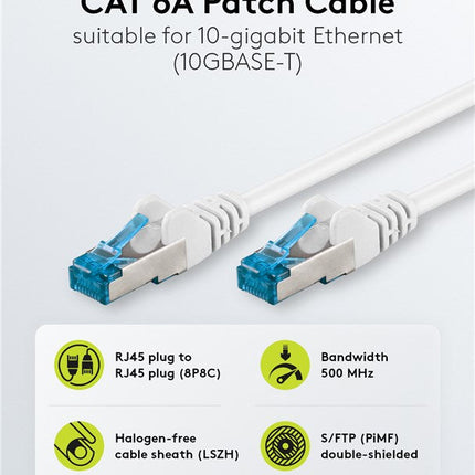 Cat6a S/FTP LSZH 1M White