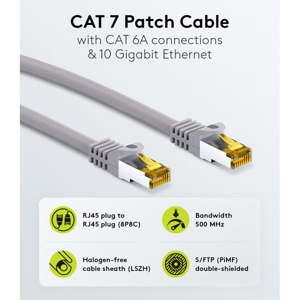 Cable de conexión SSTP/PiMF sin halógenos Cat7 de 30 m, color gris