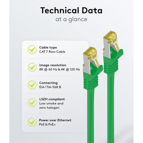 Cable de conexión SSTP/PiMF sin halógenos Cat7 de 30 m, color verde