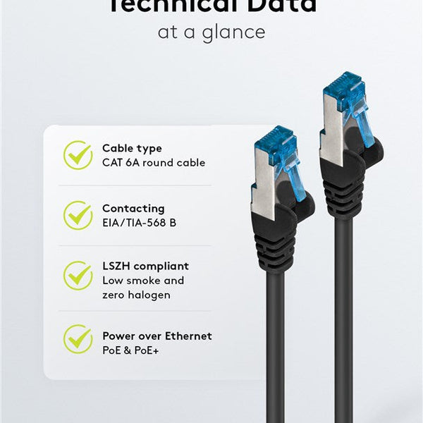 Cable Cat6a S/FTP PIMF LSZH negro de 1 metro
