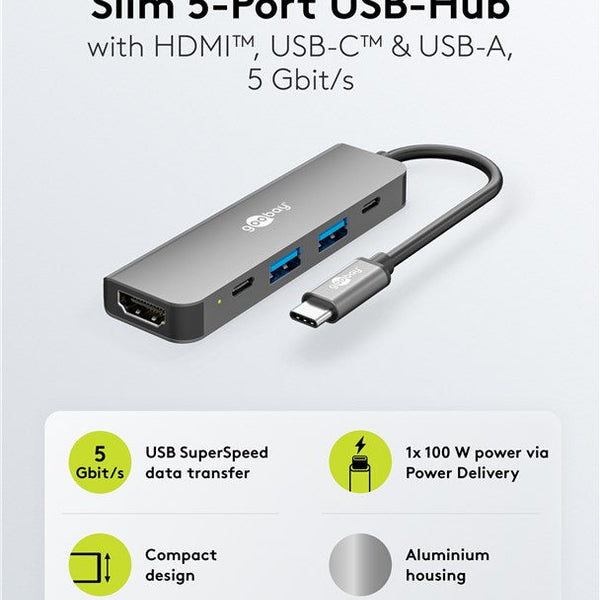 Smart 5-Port USB-C™ Hub with HDMI™ (5 Gbps)