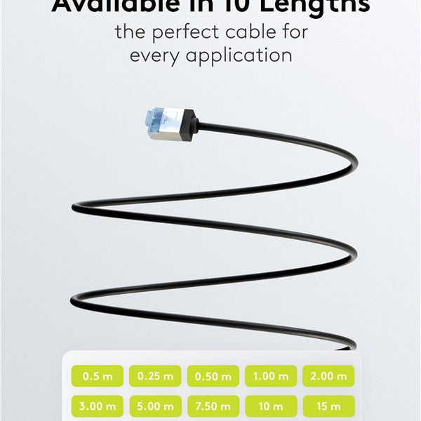 Cable de conexión CAT 6A ultraflexible y delgado U/FTP de 0,15 m, color negro