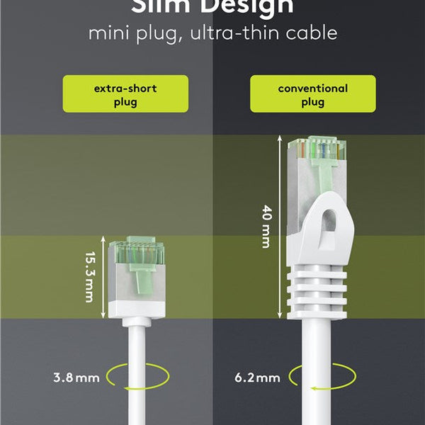 Cable de conexión CAT 8.1 ultraflexible y delgado U/FTP de 0,5 m, color blanco 