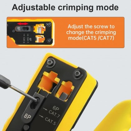Alicates de crimpado para conectores RJ45, RJ11 y RJ12 de tipo pasante