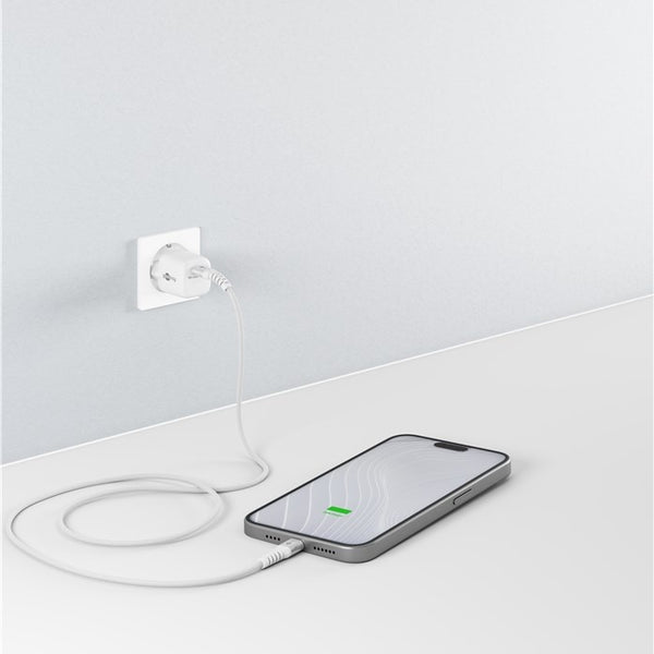 USB-C 1M superzachte textielkabel met metalen stekkers wit