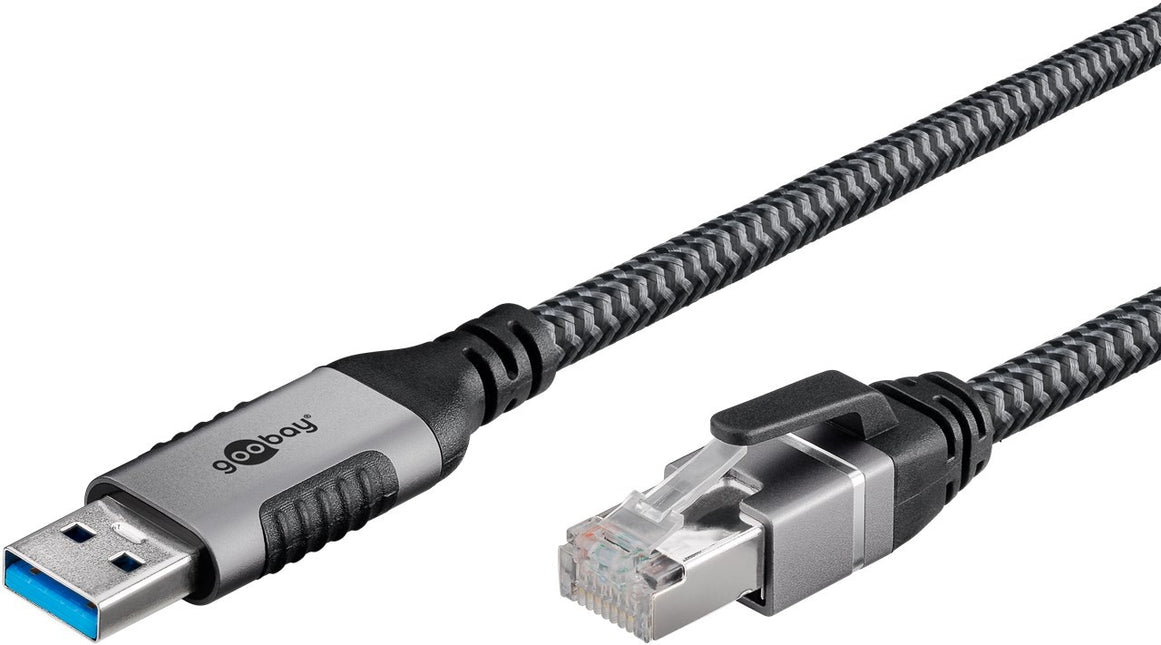 Cable Ethernet USB-A 3.0 a RJ45 de 7,5 m, color negro 