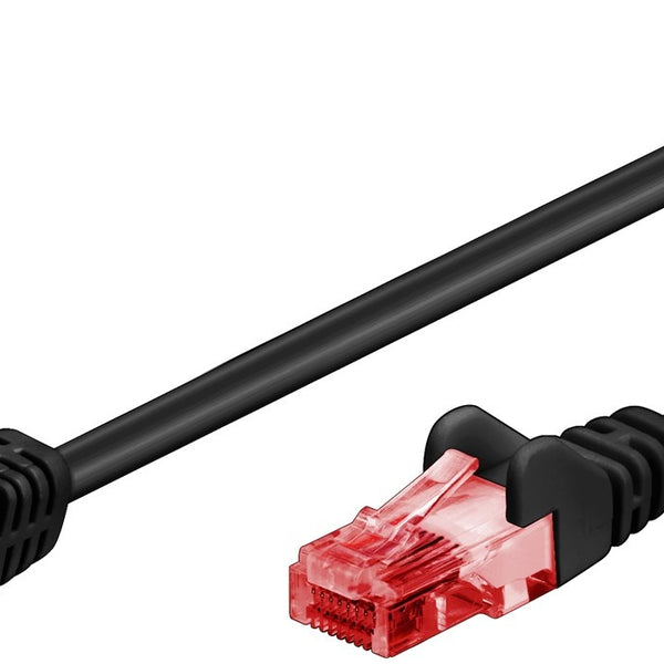 CAT 6 Patch Cable 1x 90° Angled, U/UTP, black 1 M