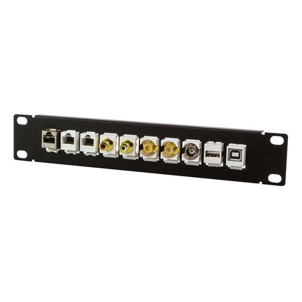 Panel de conexión para conector Keystone de 10 puertos de 10 pulgadas, color negro