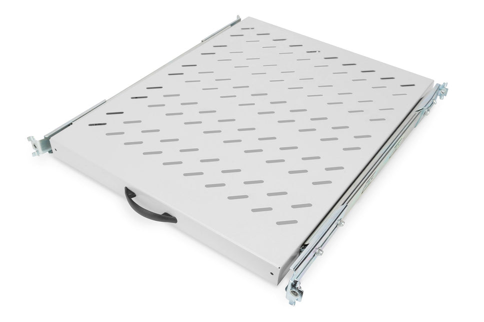 1U uitschuifbaar legbord voor 800 mm diepe rekken 40x484x568 mm, tot 25 kg, lichtgrijs (RAL 7035)