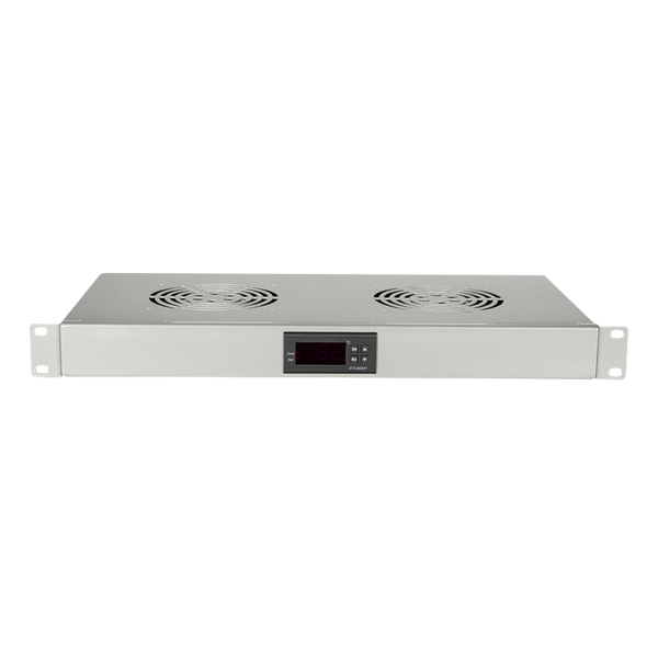 Unidad de ventilador 1U con 2 ventiladores, gris de 19 pulgadas