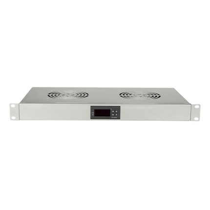 Unidad de ventilador 1U con 2 ventiladores, gris de 19 pulgadas