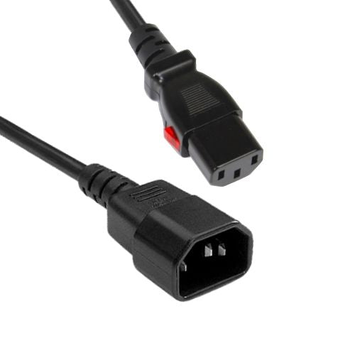 Cable de alimentación C14 - C13 Bloqueo 3x 1,00mm Negro 1,8m