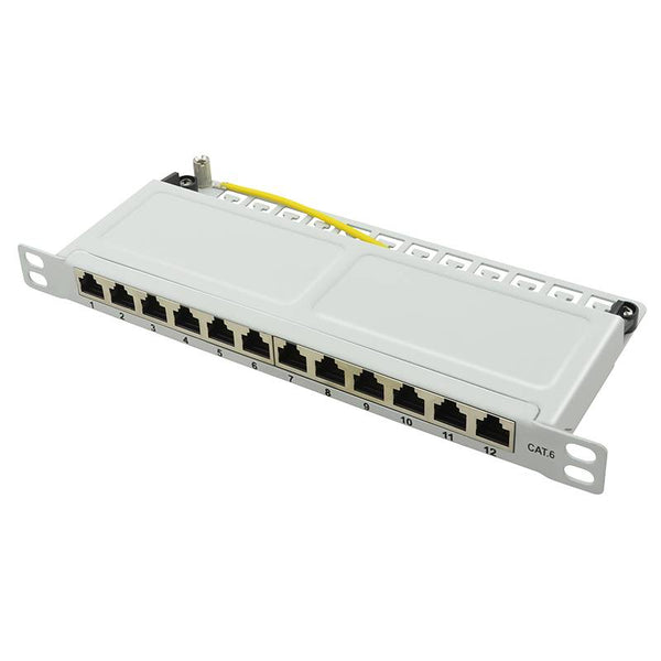 Panel de conexión CAT6 de 12 puertos STP 0,5U gris