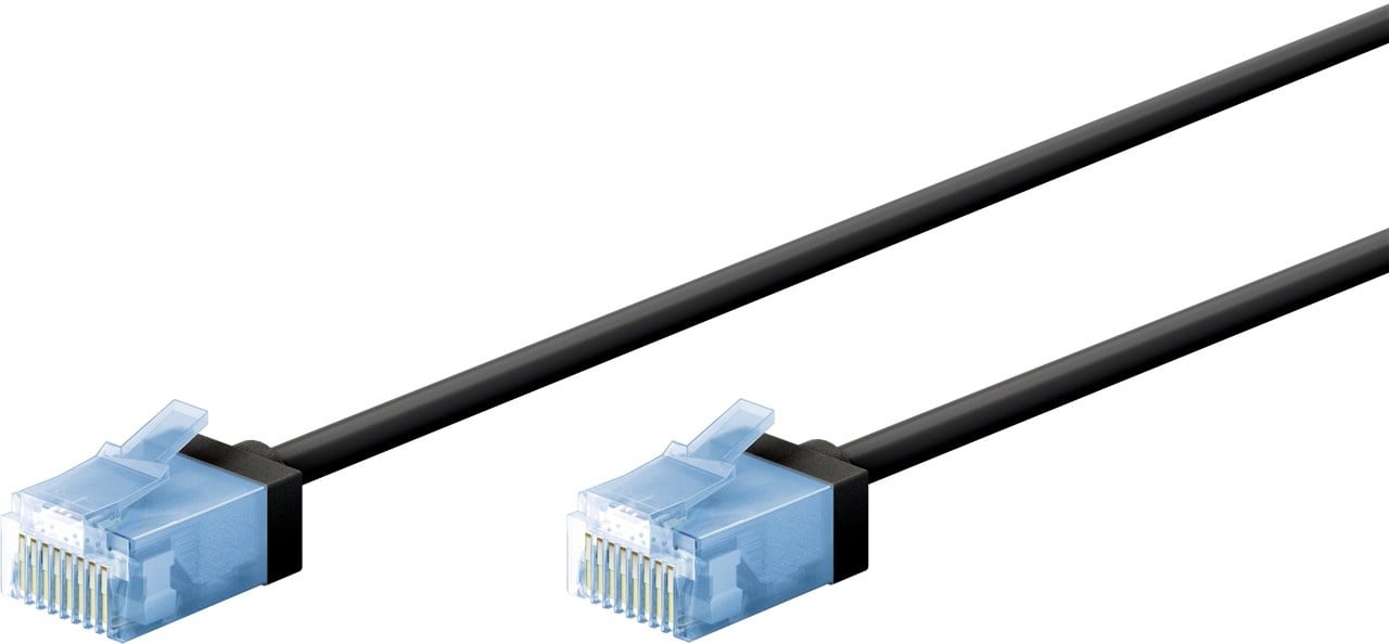 Cable de conexión CAT 6A ultraflexible y delgado U/UTP de 0,5 m, color negro