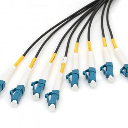 Pre-assembled 75 M Fiberglass Universal Breakout Cable, Single Mode OS2, 8 Fibers, LC/UPC - LC/UPC