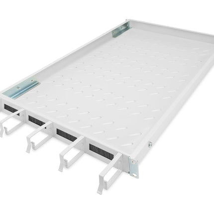 19 Inch 1U legbord voor 1000 mm diepe kasten incl. kabelmanagement, lichtgrijs