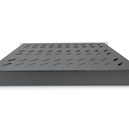19 Inch 1U legbord voor 600 mm diepe rekken 43x483x358 mm, verstelbaar tot 550 mm diepte, zwart