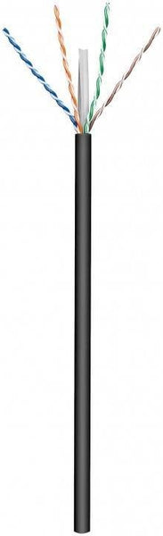 Cable CAT6 U/UTP para exteriores, rígido, 100 m, 100 % cobre, negro
