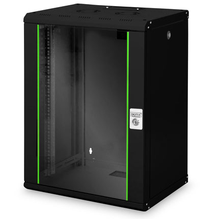 16U wall cabinet, Unique 600x450x820 mm, colour black (RAL 9005)