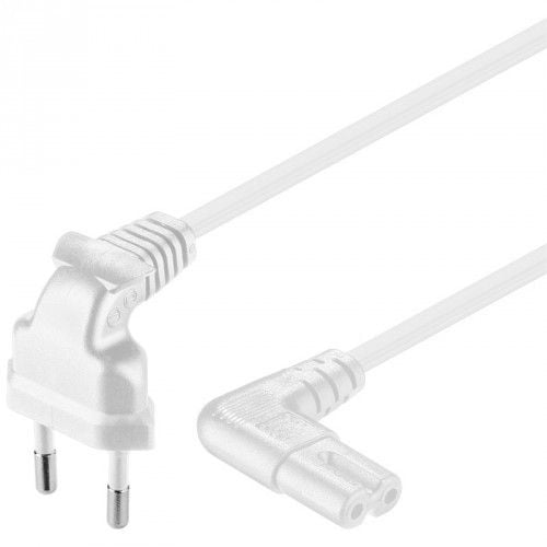 Cable de alimentación CEE 7/16 acodado (macho) a C7 acodado (hembra) 0,75 m blanco