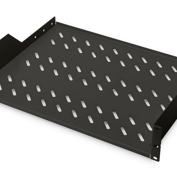 Estante 2U de 19 pulgadas para racks a partir de 450 mm de profundidad 88,5 x 483 x 352 mm, hasta 25 kg, negro (RAL 9005)