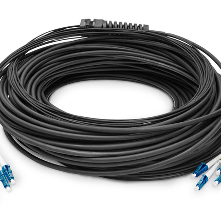 Pre-assembled 75 M Fiberglass Universal Breakout Cable, Single Mode OS2, 8 Fibers, LC/UPC - LC/UPC