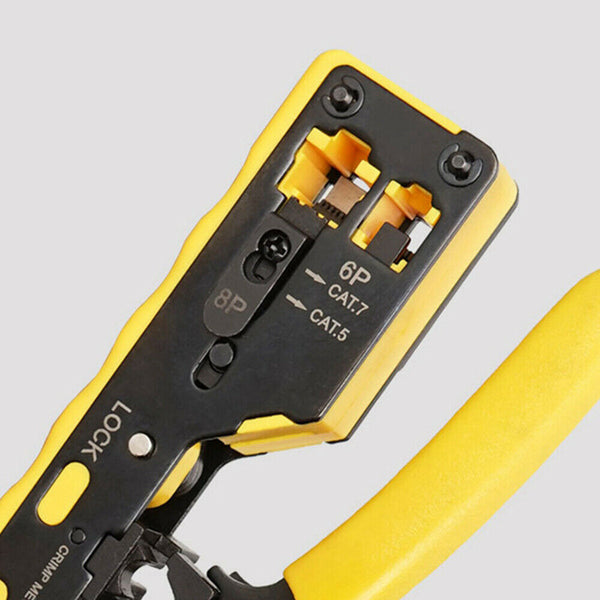 Alicates de crimpado para conectores RJ45, RJ11 y RJ12 de tipo pasante