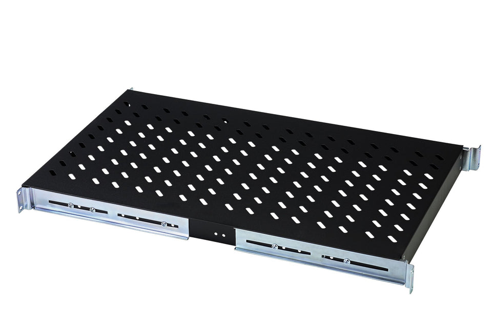 1U verstelbaar legbord voor kasten vanaf 1000mm diepte max. 100 kg zwart